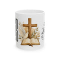 Religious Ceramic Mug - Cross, Bible & Dove Design (11oz/15oz)