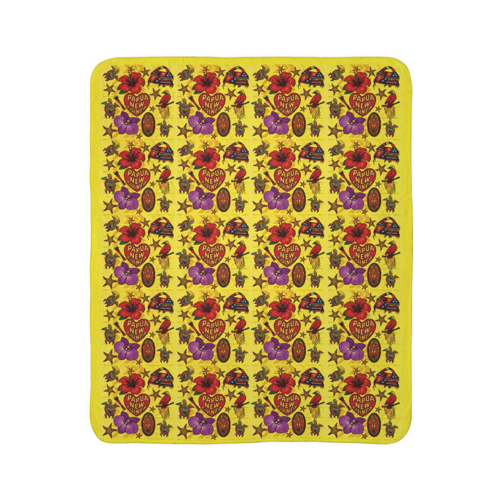 Fleece Sherpa Blanket — Bright Retro Rose & Stars Pattern Cozy Throw