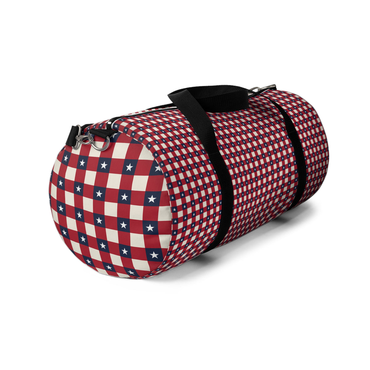 Red Plaid Check Duffel Bag – Retro Grid Pattern Travel Gym Bag