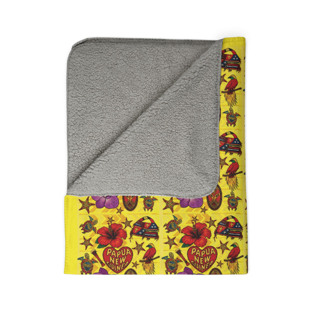 Fleece Sherpa Blanket — Bright Retro Rose & Stars Pattern Cozy Throw