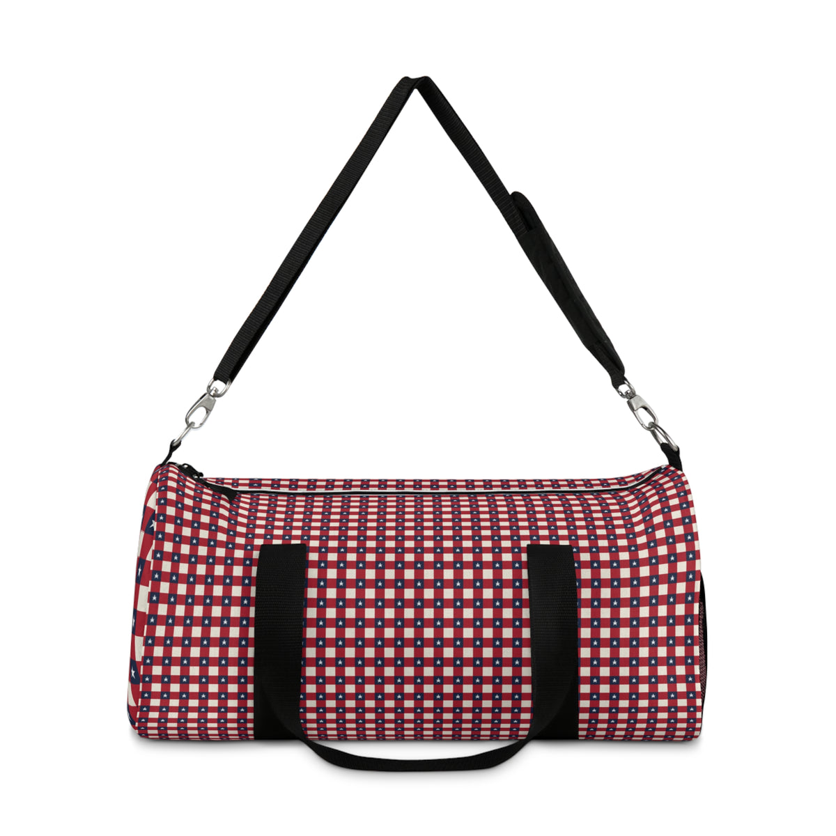 Red Plaid Check Duffel Bag – Retro Grid Pattern Travel Gym Bag