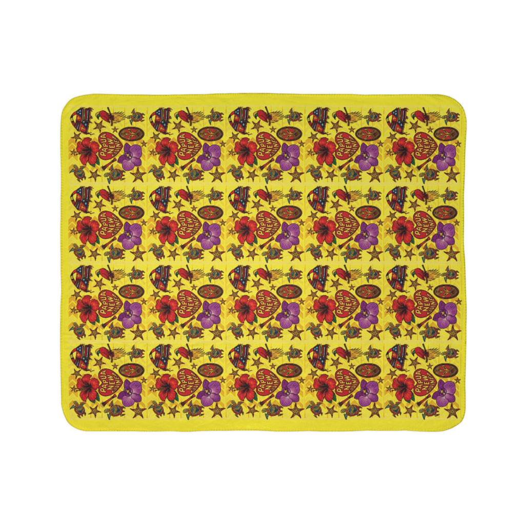 Fleece Sherpa Blanket — Bright Retro Rose & Stars Pattern Cozy Throw
