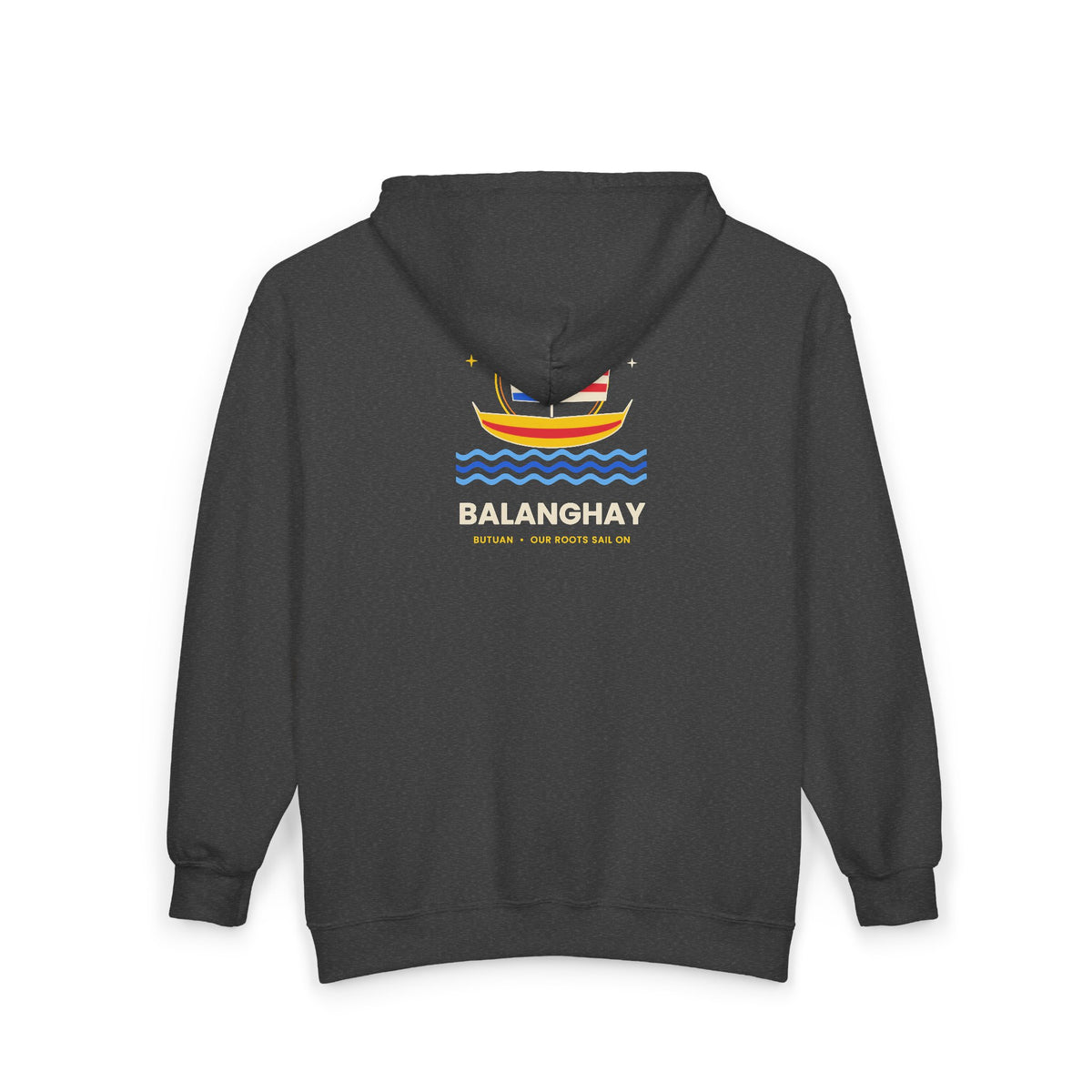 Boat Waves Zip Hoodie — "Balanohay" Nautical Graphic Zip-Up