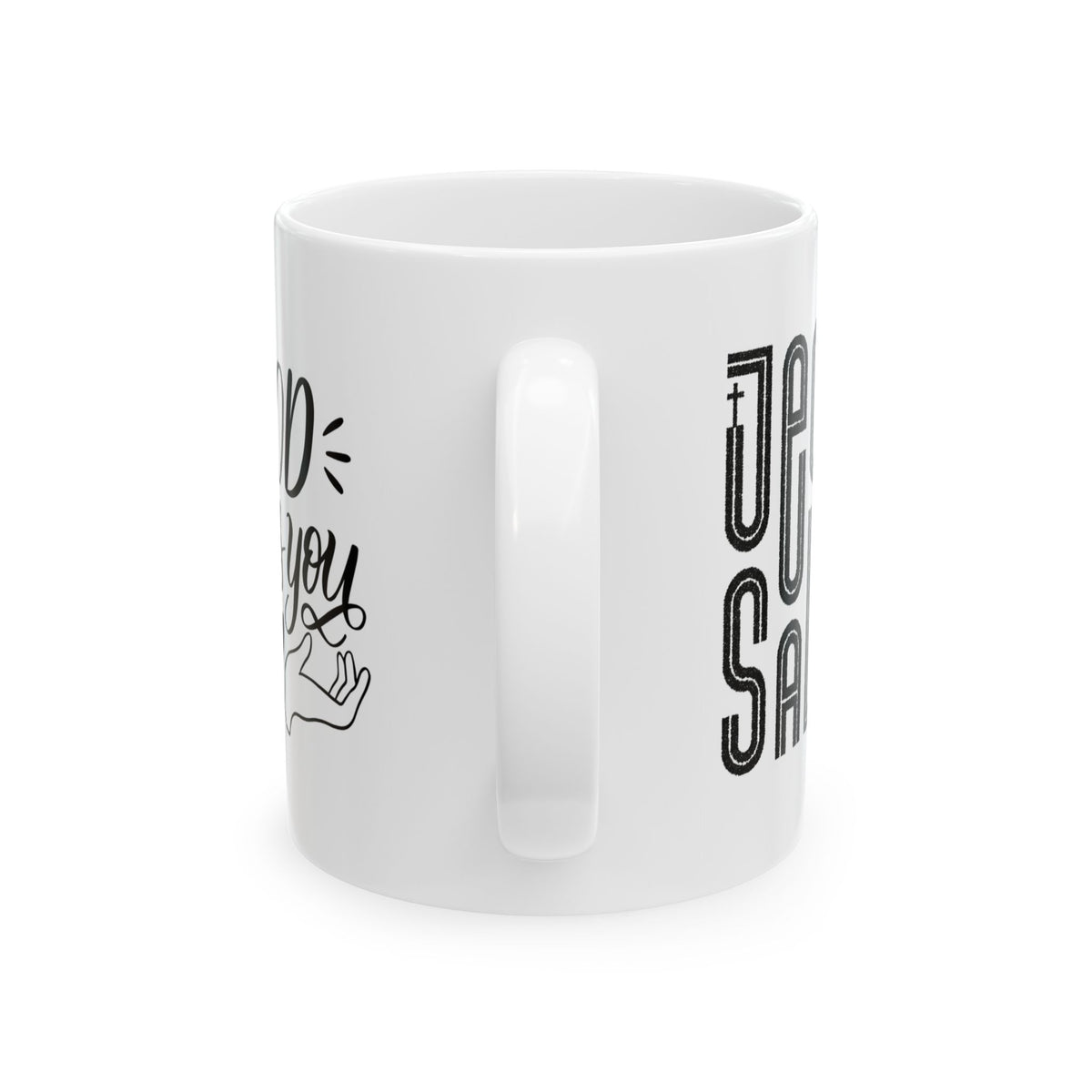 Religious Ceramic Mug - Cross, Bible & Dove Design (11oz/15oz)