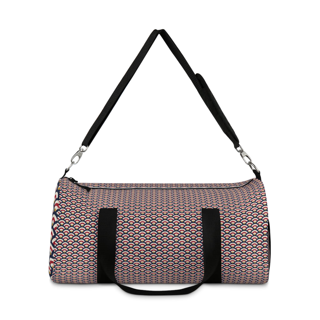 Geo Wave Pattern Duffel Bag — Retro Pink Travel Gym Bag