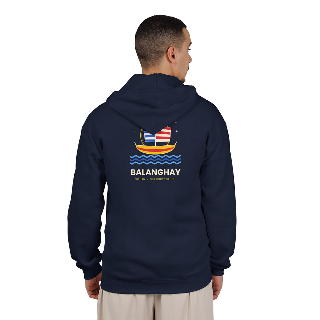 Boat Waves Zip Hoodie — "Balanohay" Nautical Graphic Zip-Up