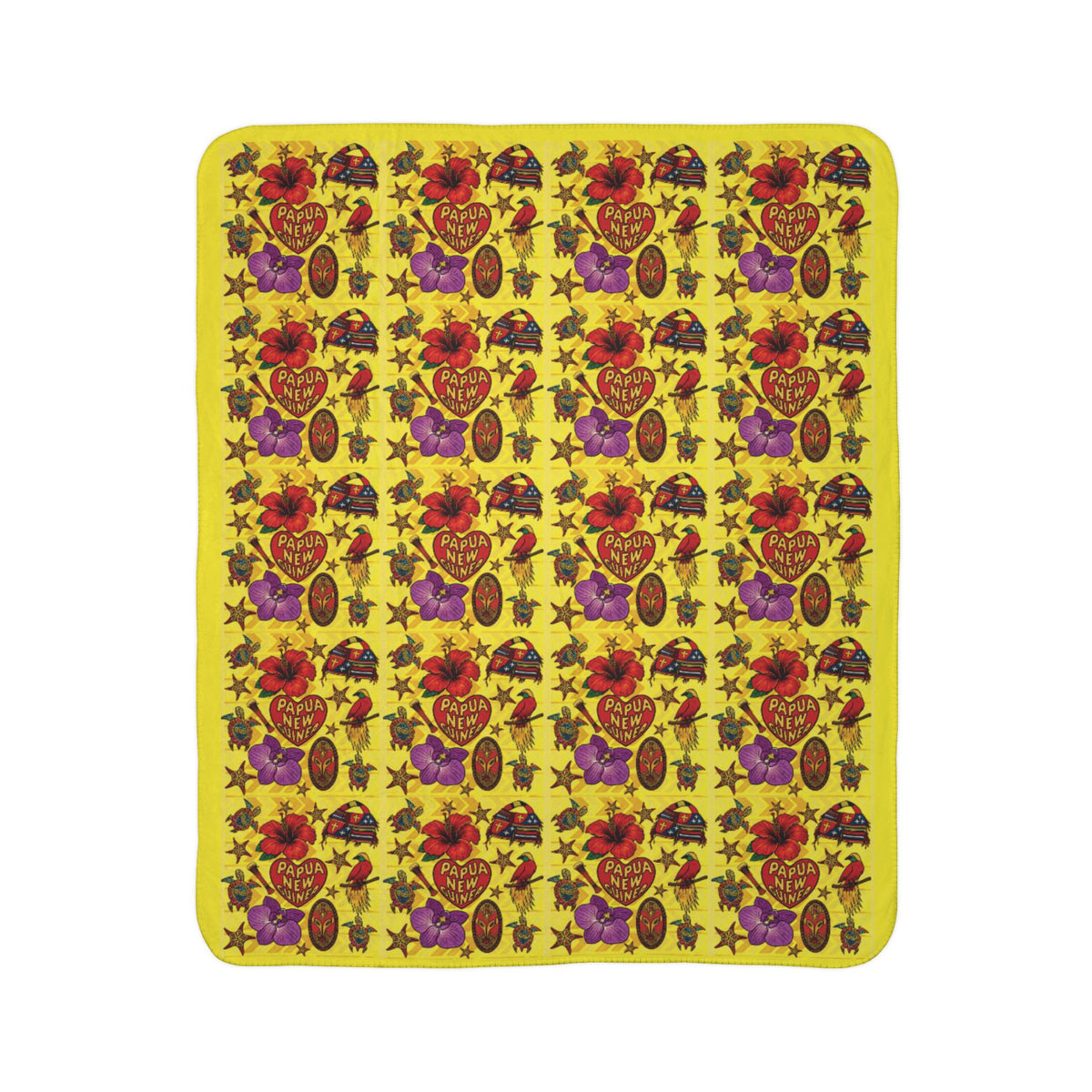 Fleece Sherpa Blanket — Bright Retro Rose & Stars Pattern Cozy Throw