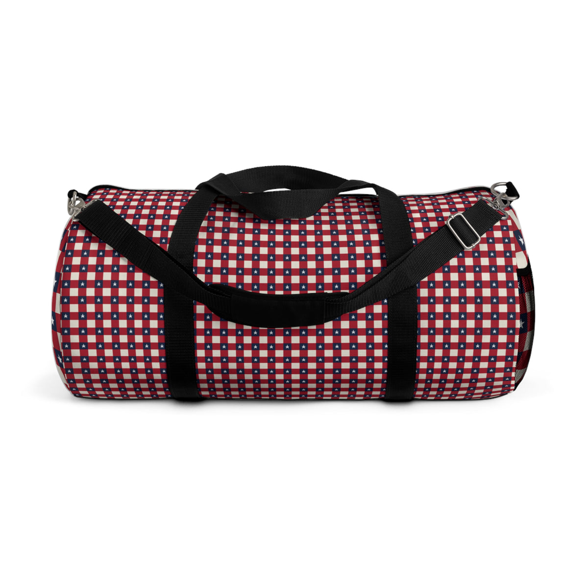Red Plaid Check Duffel Bag – Retro Grid Pattern Travel Gym Bag